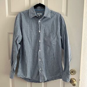 Navy Checkered Button Down Shirt